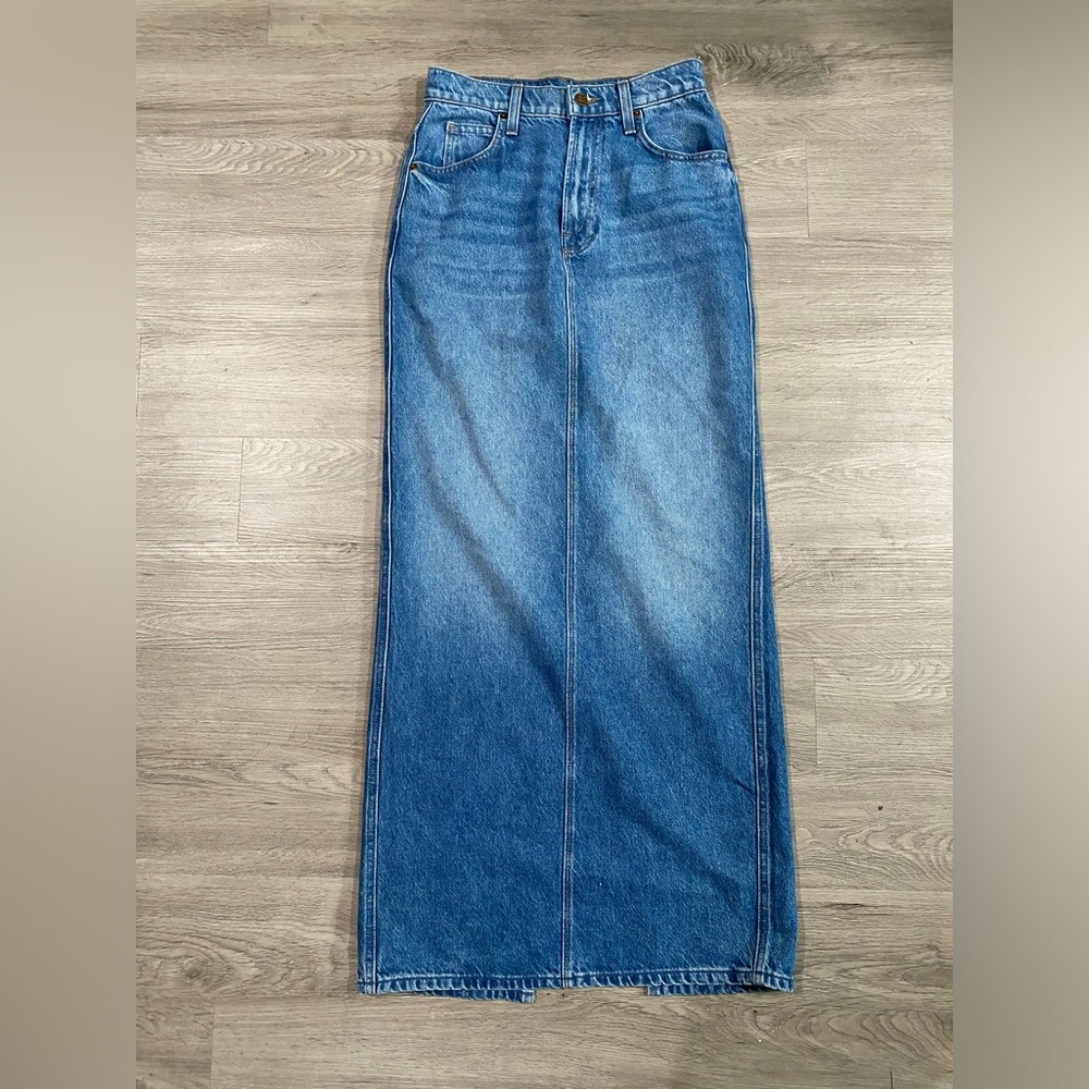 Mother Denim Snacks The Candy Stick Denim Jean Skirt Maxi Slit 27 - Picture 4 of 13